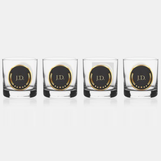 Personalisiertes Gold- und Schwarz-Whiskey-Glas Whiskyglas (Vorderseite)