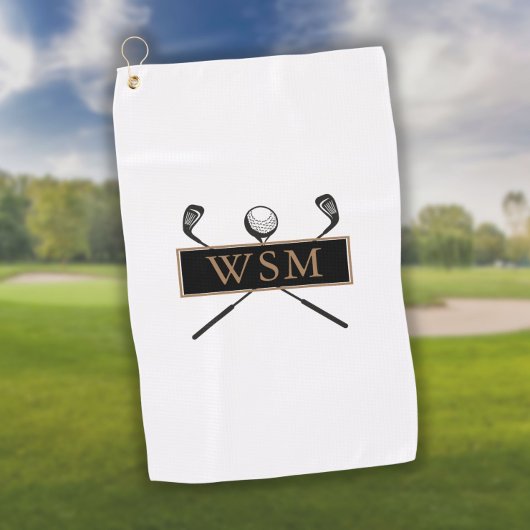 Personalisiertes Gold und Schwarze Monogramm Golfhandtuch