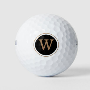 Personalisiertes Gold und schwarzes Monogramm Anfa Golfball