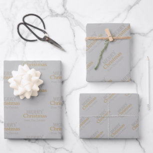 Personalisiertes Gold und Silber Frohe Weihnachten Geschenkpapier Set