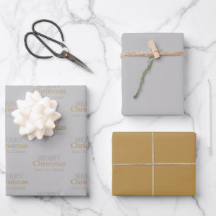 Personalisiertes Gold und Silber Frohe Weihnachten Geschenkpapier Set