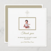 Personalisiertes Gold und Weiß Erste Heilige Kommu Dankeskarte (Vorne/Hinten)