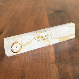 Personalisiertes Gold und weißes Marmor Namensplakette