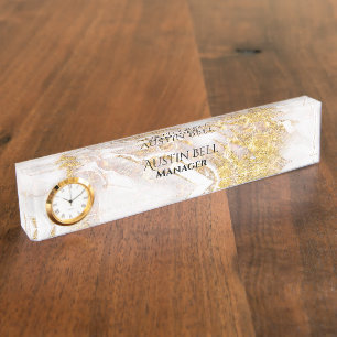 Personalisiertes Gold und weißes Marmor Namensplakette