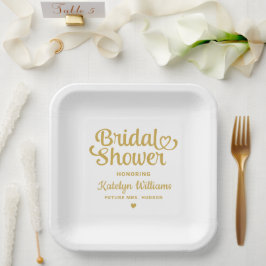 Personalisiertes Gold Wedding Brautparty Pappteller