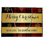 Personalisiertes Gold zu Karierten Weihnachten Große Geschenktüte (Rückseite)