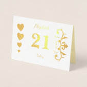 Personalisiertes Gold zum 21. Geburtstag Folienkarte (Vorderseite)