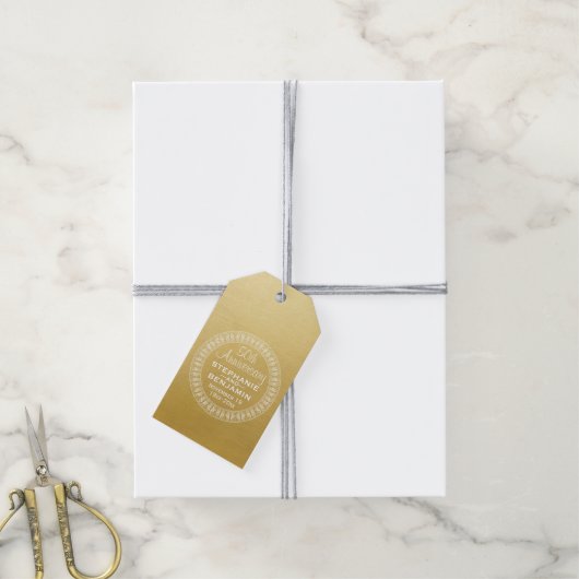 personalisiertes Gold zum 50. Hochzeitstag Geschenkanhänger (Mit Garn)