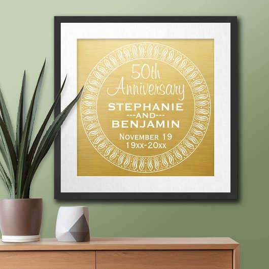 personalisiertes Gold zum 50. Hochzeitstag Poster