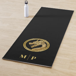 Personalisiertes Golddragon-Monogramm- Yogamatte