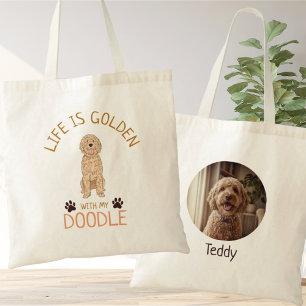 Personalisiertes Golden Doodle Leben ist golden Fo Tragetasche