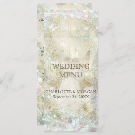 Personalisiertes Golden Funkelnd Rustic Wedding Me Menükarte (Vorne/Hinten)