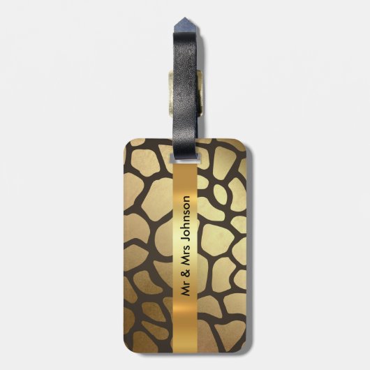 Personalisiertes Golden Giraffe Skin Luggage Leder Gepäckanhänger (Rückseite vertikal)