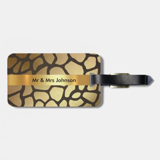 Personalisiertes Golden Giraffe Skin Luggage Leder Gepäckanhänger (Rückseite horizontal)