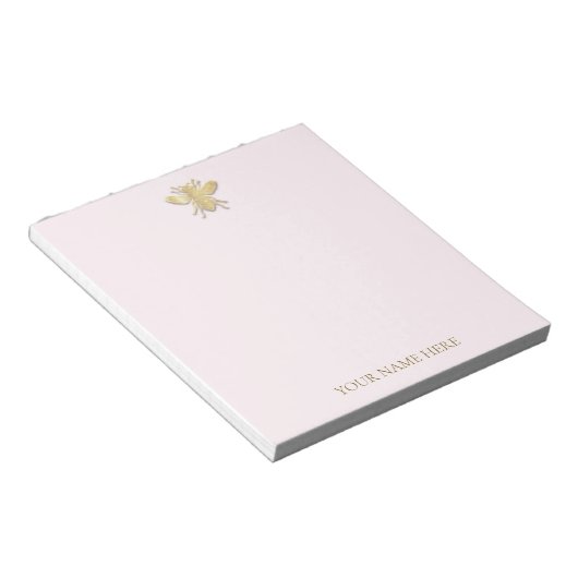Personalisiertes Golden Honey Bee Notepad Notizblock (angewinkelt)