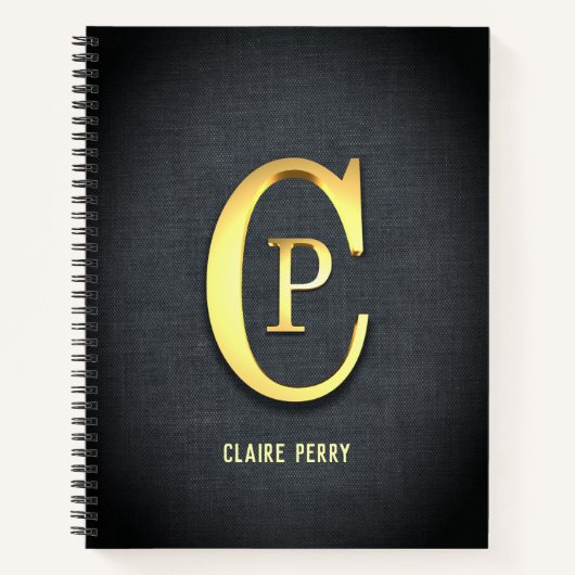 Personalisiertes Golden Initials Notebook Notizblock (Vorderseite)