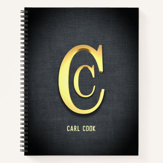 Personalisiertes Golden Initials Notebook Notizblock (Vorderseite)