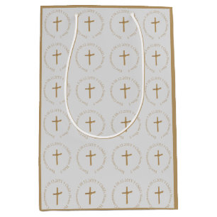 Personalisiertes Golden Palm Cross Religiös Mittlere Geschenktüte