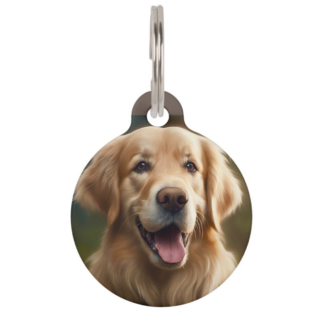 Personalisiertes Golden Retriever Dog Portrait Haustiermarke (Vorderseite)