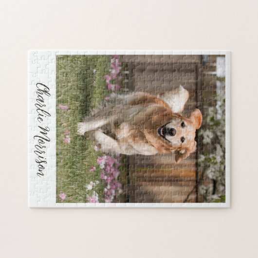 Personalisiertes Golden Retriever Hund Foto Puzzle (Horizontal)