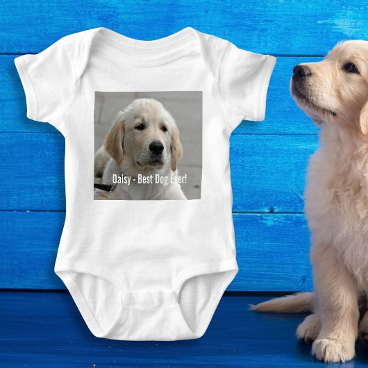 Personalisiertes Golden Retriever Hund Foto und Na Baby Strampler
