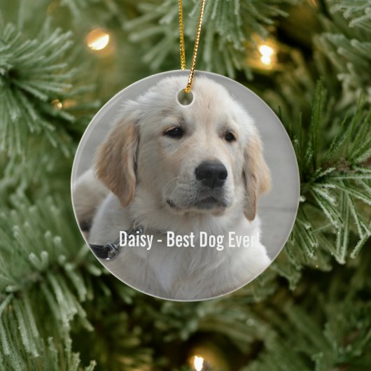 Personalisiertes Golden Retriever Hund Foto und Na Keramik Ornament (Baum)