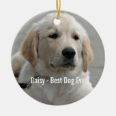 Personalisiertes Golden Retriever Hund Foto und Na Keramik Ornament (Vorne)