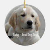 Personalisiertes Golden Retriever Hund Foto und Na Keramik Ornament (Hinten)