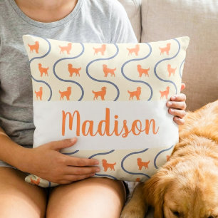 Personalisiertes Golden Retriever Name Pastell Kis Kissen