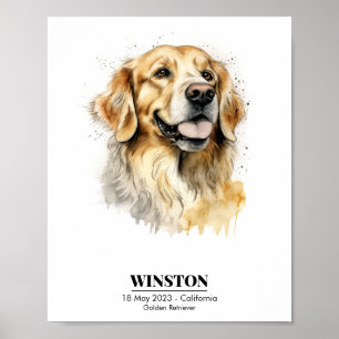 Personalisiertes Golden Retriever-Wasserfarbenbild Poster