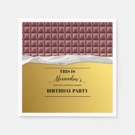 Personalisiertes Golden Ticket Chocolate Bar Party Serviette (Vorderseite)