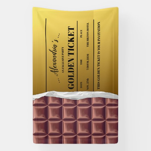 Personalisiertes Golden Ticket Chocolate Party Banner (Vertikal)