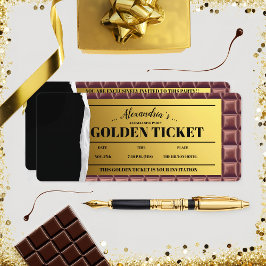 Personalisiertes Golden Ticket Chocolate Party Einladung