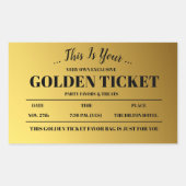 Personalisiertes Golden Ticket Gastgeschenk Rechteckiger Aufkleber (Vorderseite)