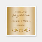 Personalisiertes Goldenes 50-jähriges Hochzeitssze Serviette (Vorderseite)