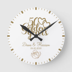 Personalisiertes goldenes 50. Jubiläums-Geschenk i Runde Wanduhr