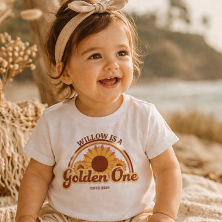 Personalisiertes Goldenes Eins Geburtstags-Shirt M Baby T-shirt