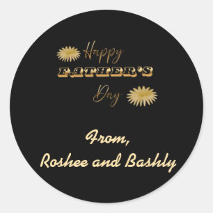 Personalisiertes goldenes Happy Father's Day-Gesch Runder Aufkleber