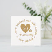 Personalisiertes Goldenes Herz 50. Hochzeitstag Karte (Stehend Vorderseite)