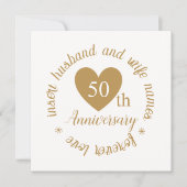 Personalisiertes Goldenes Herz 50. Hochzeitstag Karte (Vorderseite)