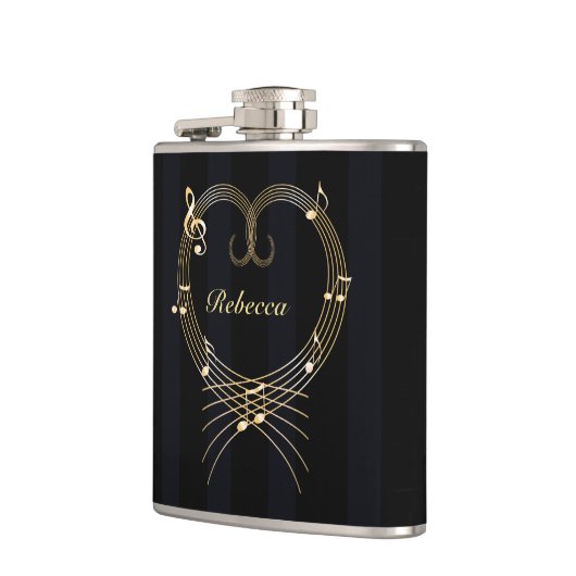 Personalisiertes goldenes Herz-musikalische Flachmann (Links)