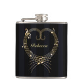 Personalisiertes goldenes Herz-musikalische Flachmann (Vorderseite)