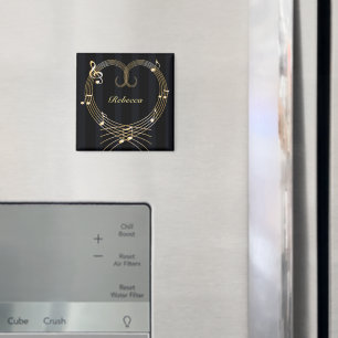 Personalisiertes goldenes Herz-musikalische Magnet