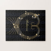 Personalisiertes goldenes Herz-musikalische Puzzle (Horizontal)