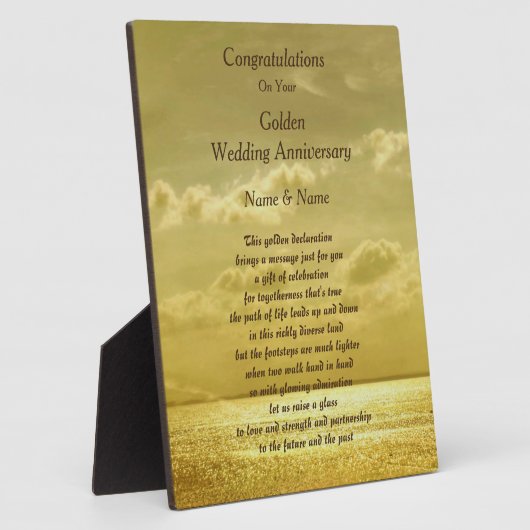 Personalisiertes Goldenes Hochzeitgedicht Fotoplatte (Seite)
