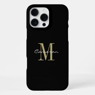 Personalisiertes goldenes Monogramm Anfangsbuchsta iPhone 16 Pro Max Hülle