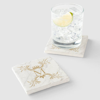 Personalisiertes Goldenes Monogramm Steinuntersetzer