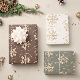 Personalisiertes goldenes Schneekristall-Weihnacht Geschenkpapier Set