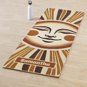 Personalisiertes Goldenes Vintage Boho Sonnen-Gesc Yogamatte