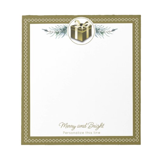 Personalisiertes goldenes Weihnachtsgeschenk Notizblock (Vorderseite)